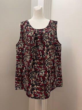 Christopher & Banks Multicolor Abstract Print Scoop Neck Tank